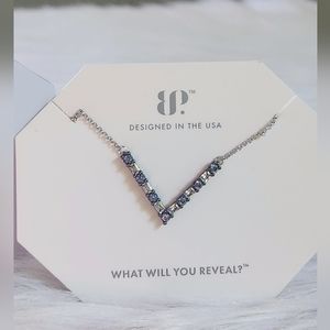 NWT Bomb Party 'Time to Travel'London Blue Topaz Rhodium & Hematite 18" Necklace